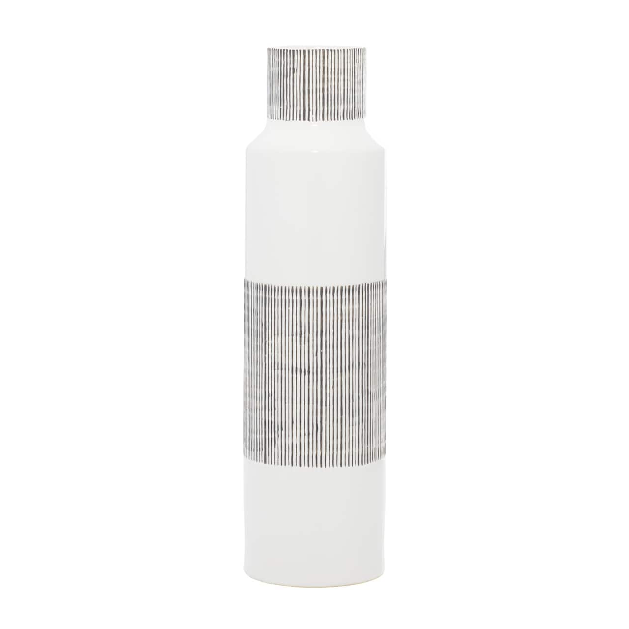 CosmoLiving by Cosmopolitan White Ceramic Modern Vase, 6" x 22"
